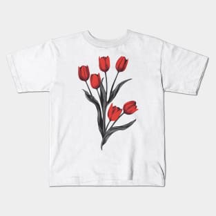 Bouquet of red tulips Kids T-Shirt